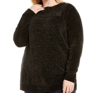 Karen Scott Plus Size Chenille Split Neck Pullover,